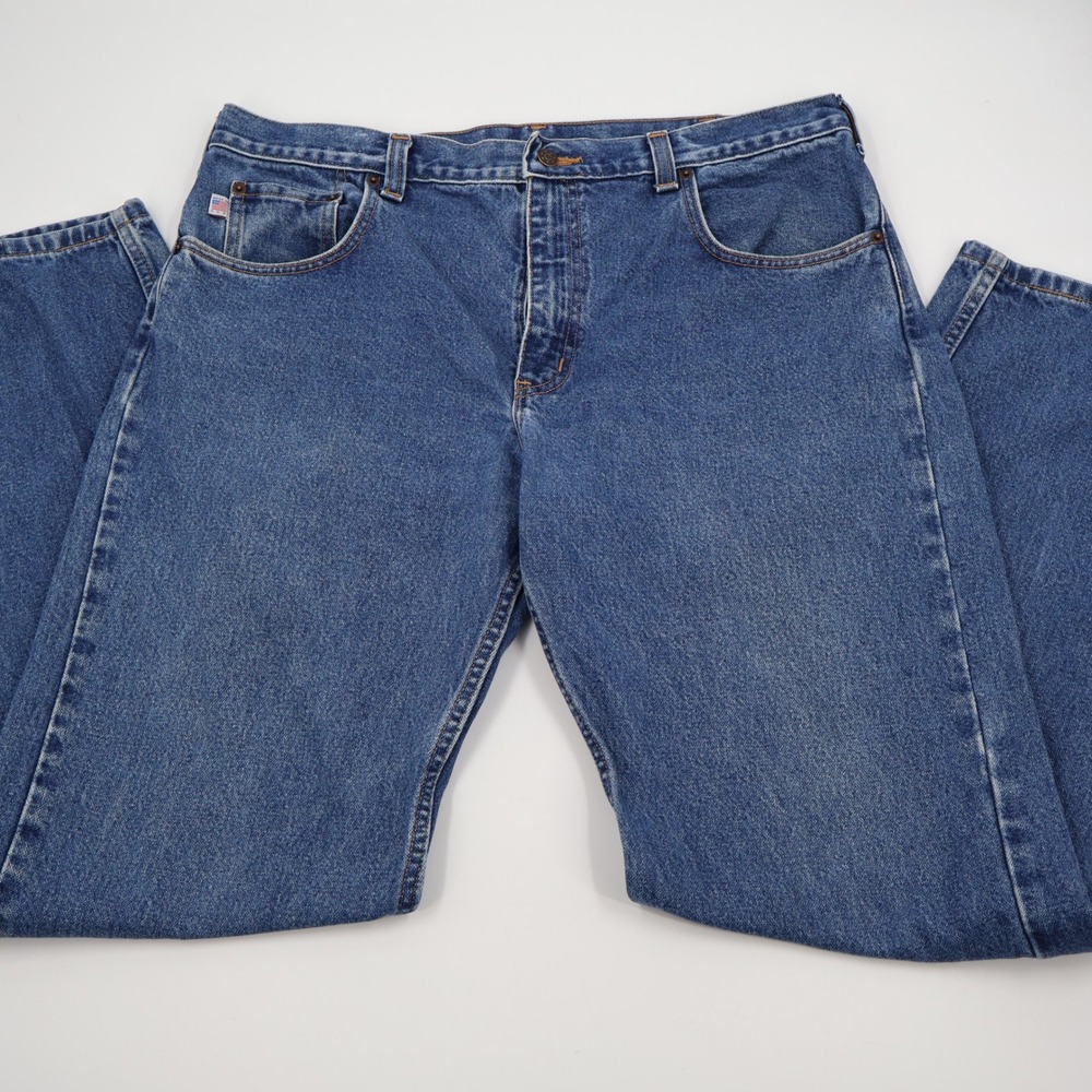 All American Clothing Co Jeans Mens 37x32 Blue Straight Leg Made in USA Denim